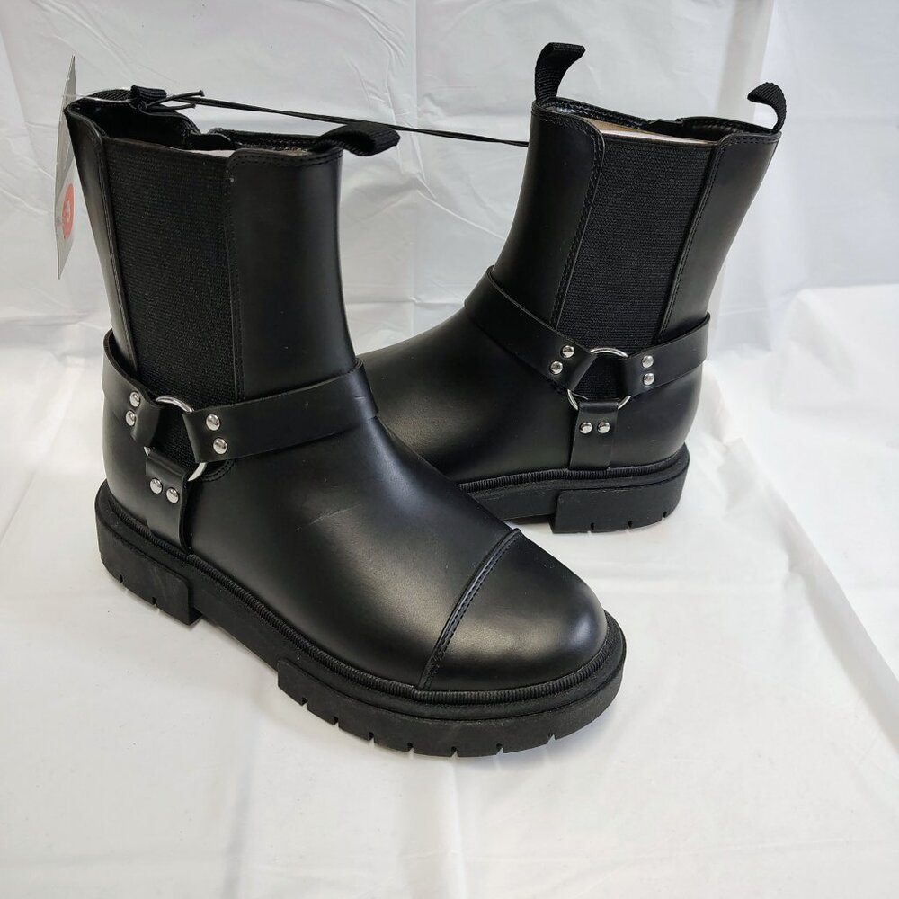 Art Class Black Crosby Harness Boots Youth 3 Girls Biker Moto